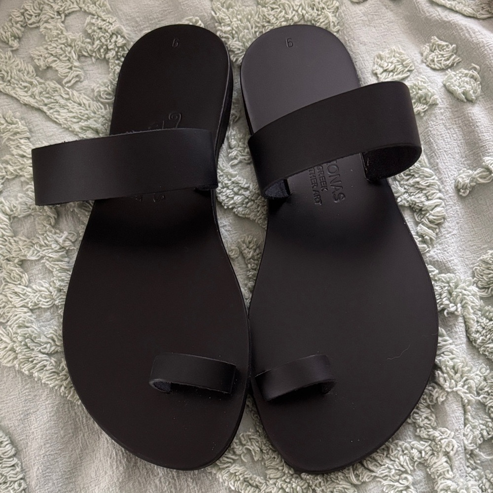 NEW Kionas RHEA Black Greek Leather Art Sandals 9 - Picture 4 of 7